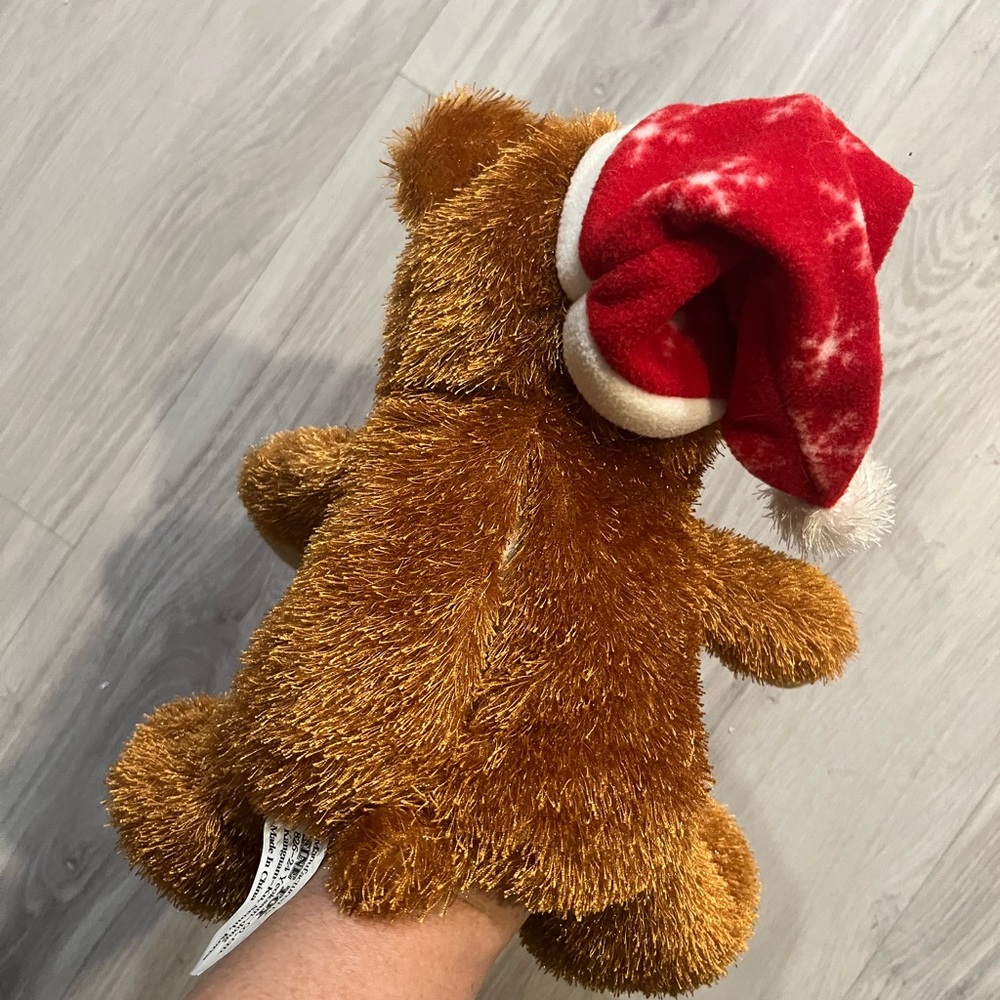 Puppet‎ Festive Brown Plush Bear with Santa Hat - Picture 5 of 7